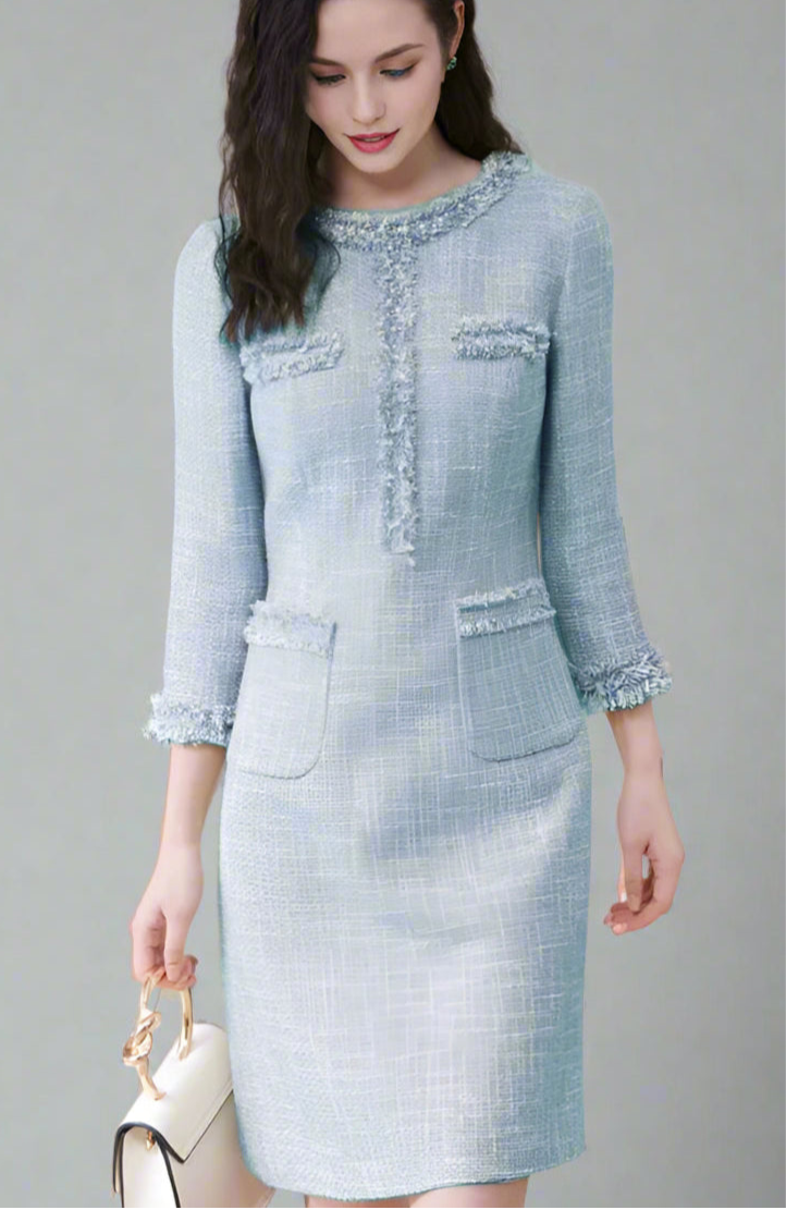 Blue Tweed Dress