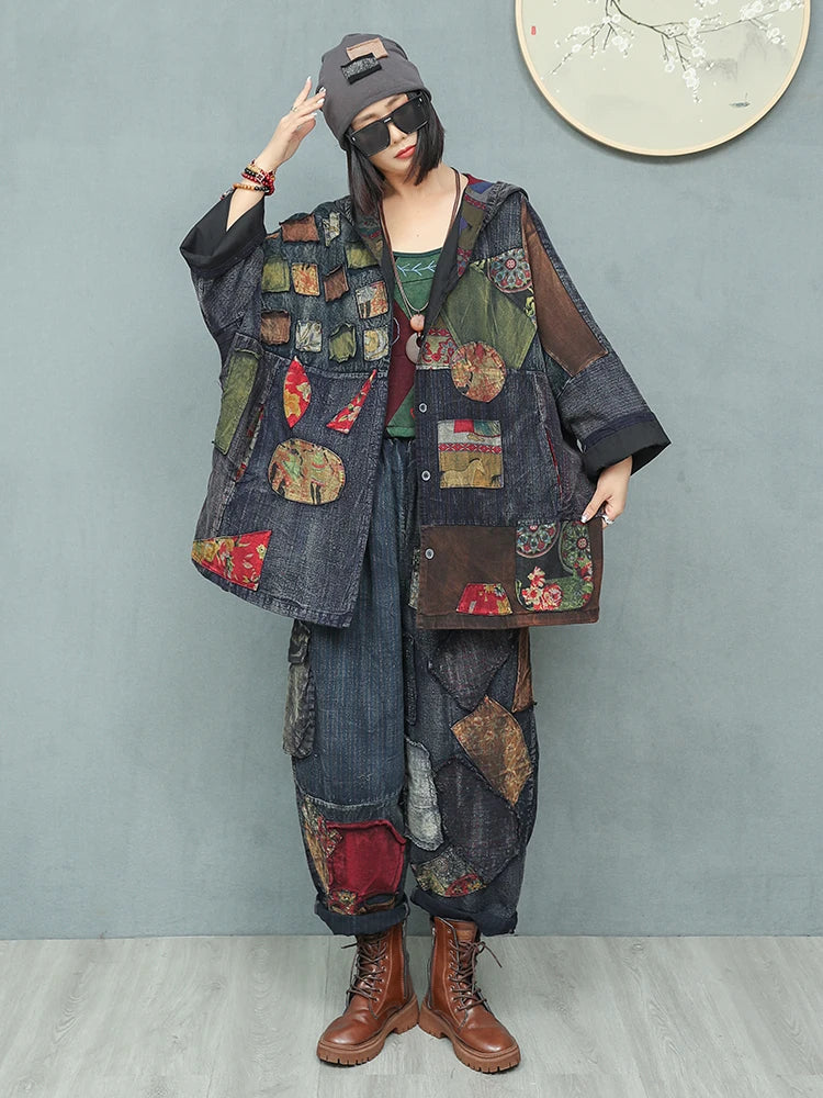 Blue Moon Fashion Hooded Jacket + High Waist Wide Leg Pants Two-piece Set