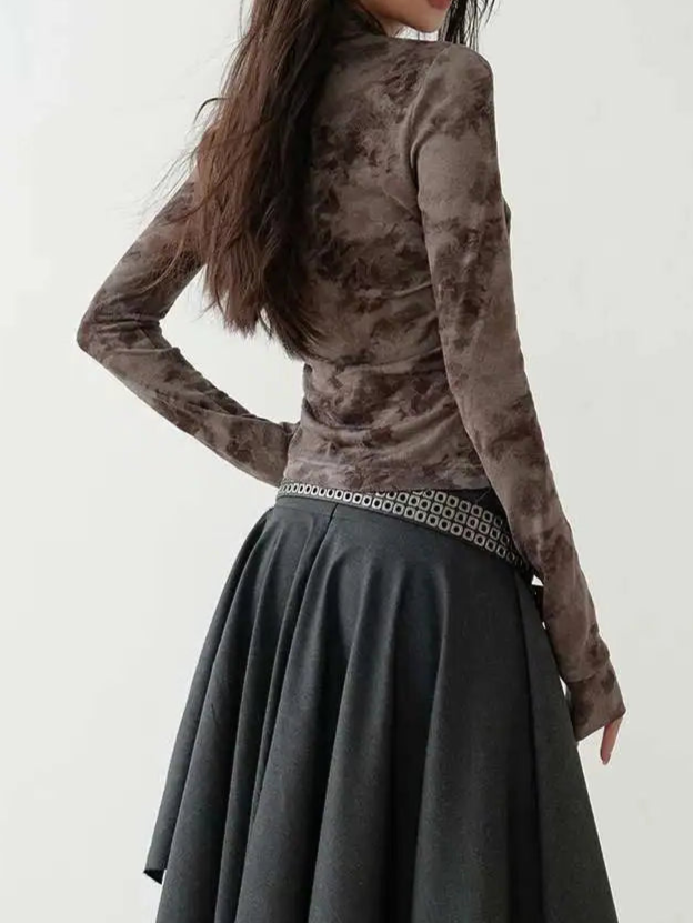 Dark Gray Burr Irregular Skirt