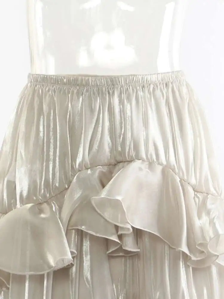 Irat Champagne Glossy Ruffles Skirt