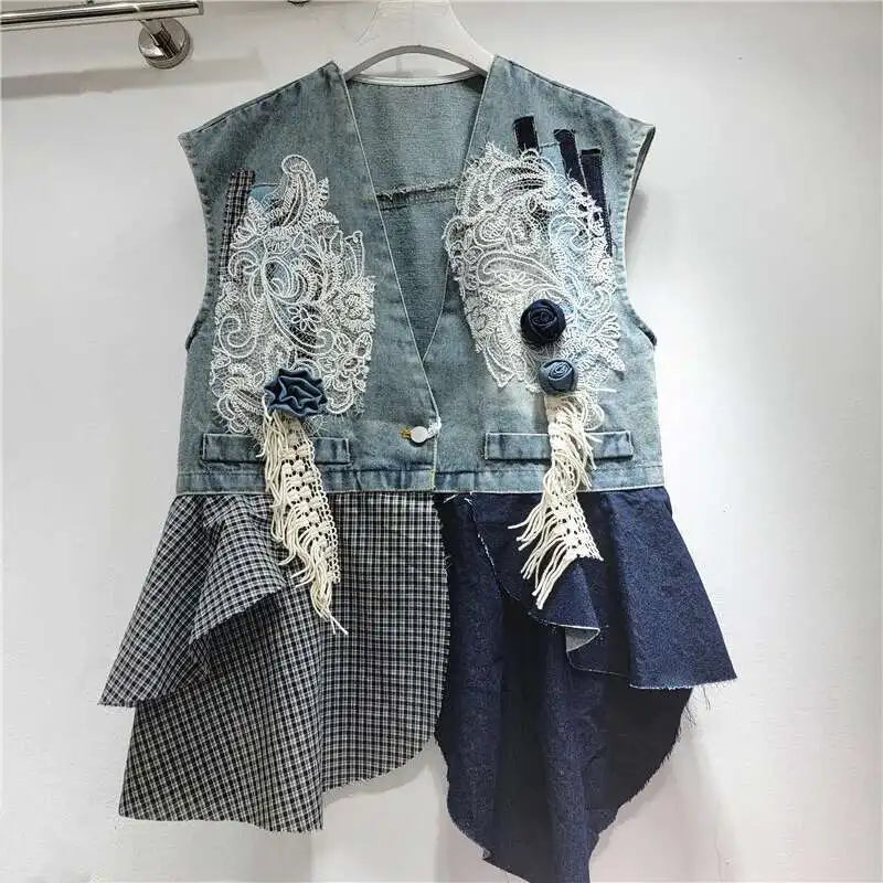 Blue Moon Fashion V-neck Denim Waistcoat