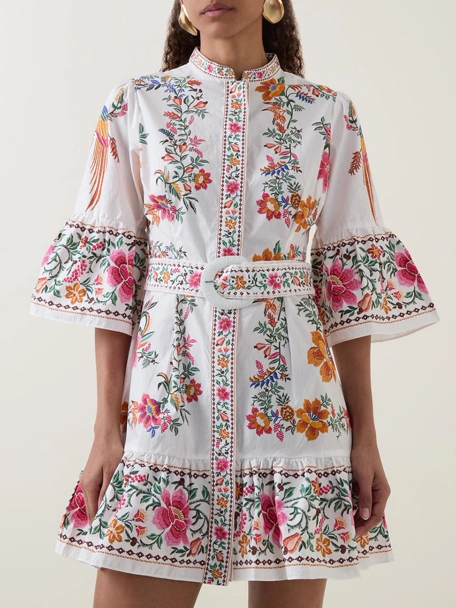 Blue Moon Fashion Ukrainian Print Mini Dresses