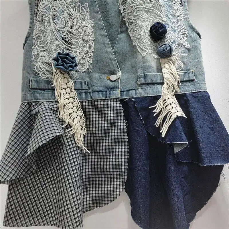 Blue Moon Fashion V-neck Denim Waistcoat
