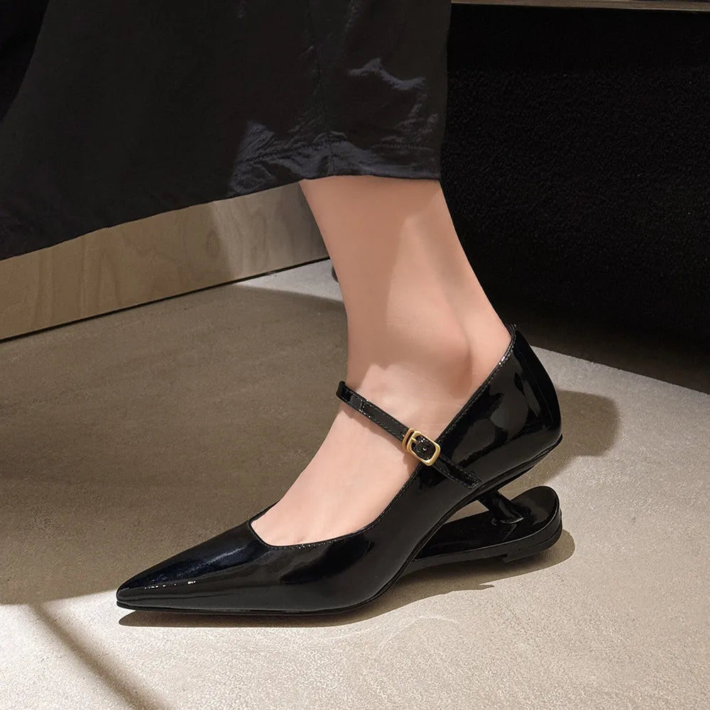 Blue Moon Elegant Pointed-Toe Genuine Leather Pumps