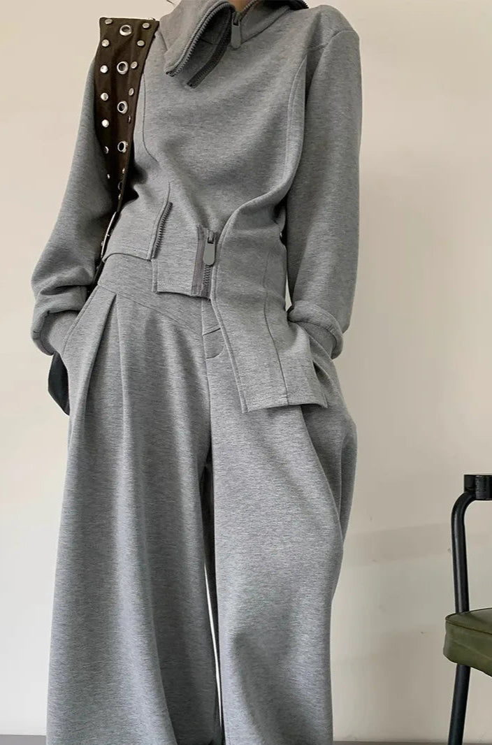 Gray Two Pieces Mono Set