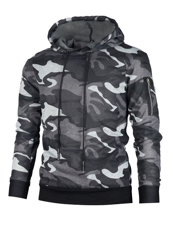 Men's Camouflage Pocket Long-Sleeved Hoodie