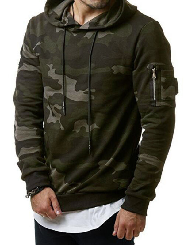 Men's Camouflage Pocket Long-Sleeved Hoodie