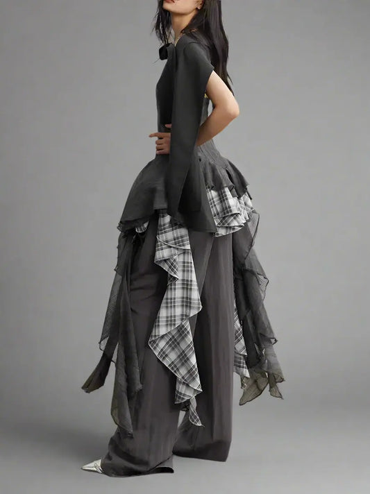 Vista Gray Plaid Dress Blue Moon Fashion House