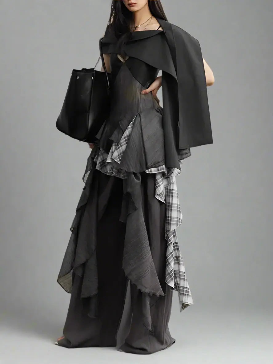 Vista Gray Plaid Dress Blue Moon Fashion House