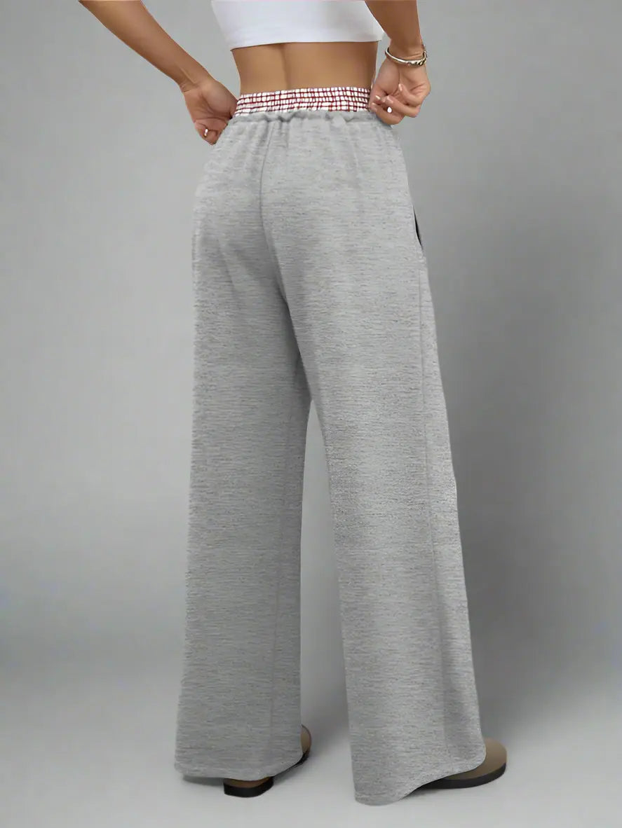 Blue Moon Fashion Contrast Color Stitching Straight Trousers