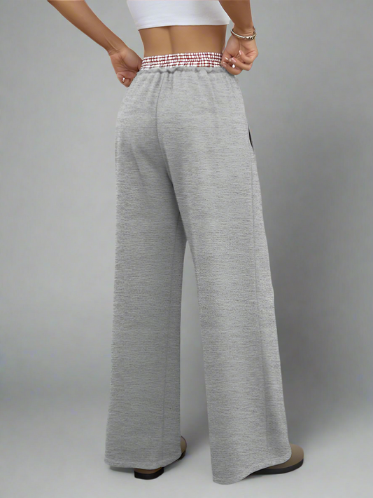 Blue Moon Fashion Contrast Color Stitching Straight Trousers