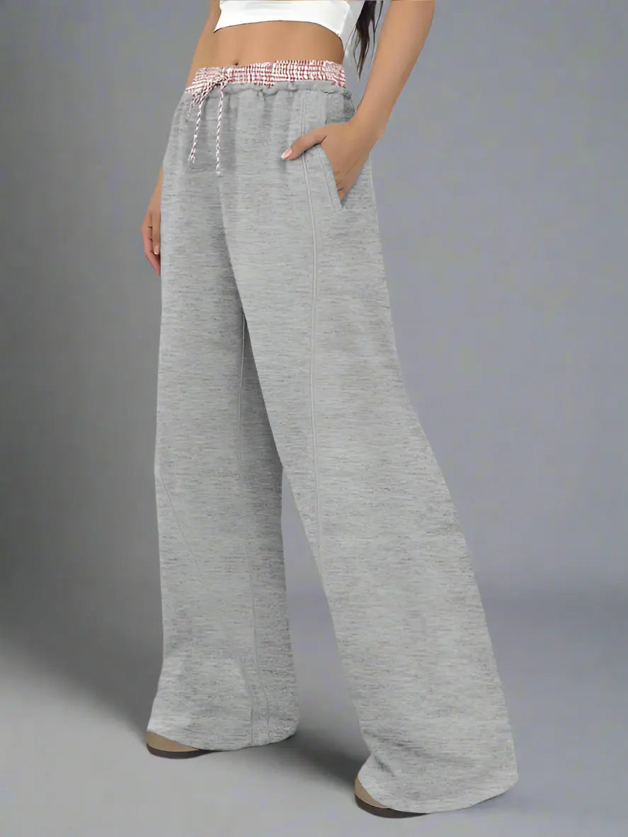 Blue Moon Fashion Contrast Color Stitching Straight Trousers