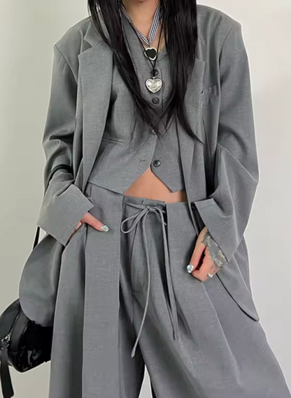Blue Moon Fashion Gray  Suit 3 Piece Set Women