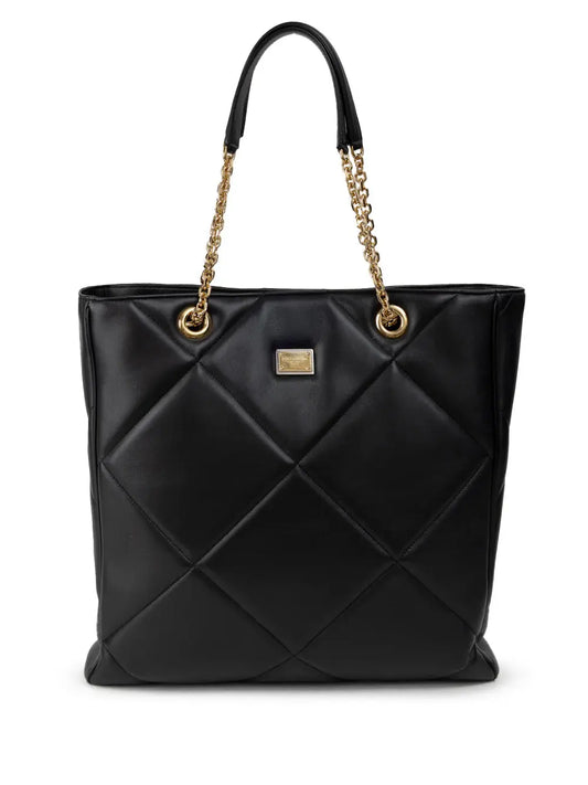DOLCE & GABBANA TOTE BAG IN BLACK LEATHER MATALSSÉ Blue Moon Fashion House