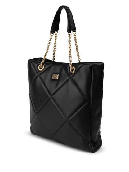 DOLCE & GABBANA TOTE BAG IN BLACK LEATHER MATALSSÉ Blue Moon Fashion House