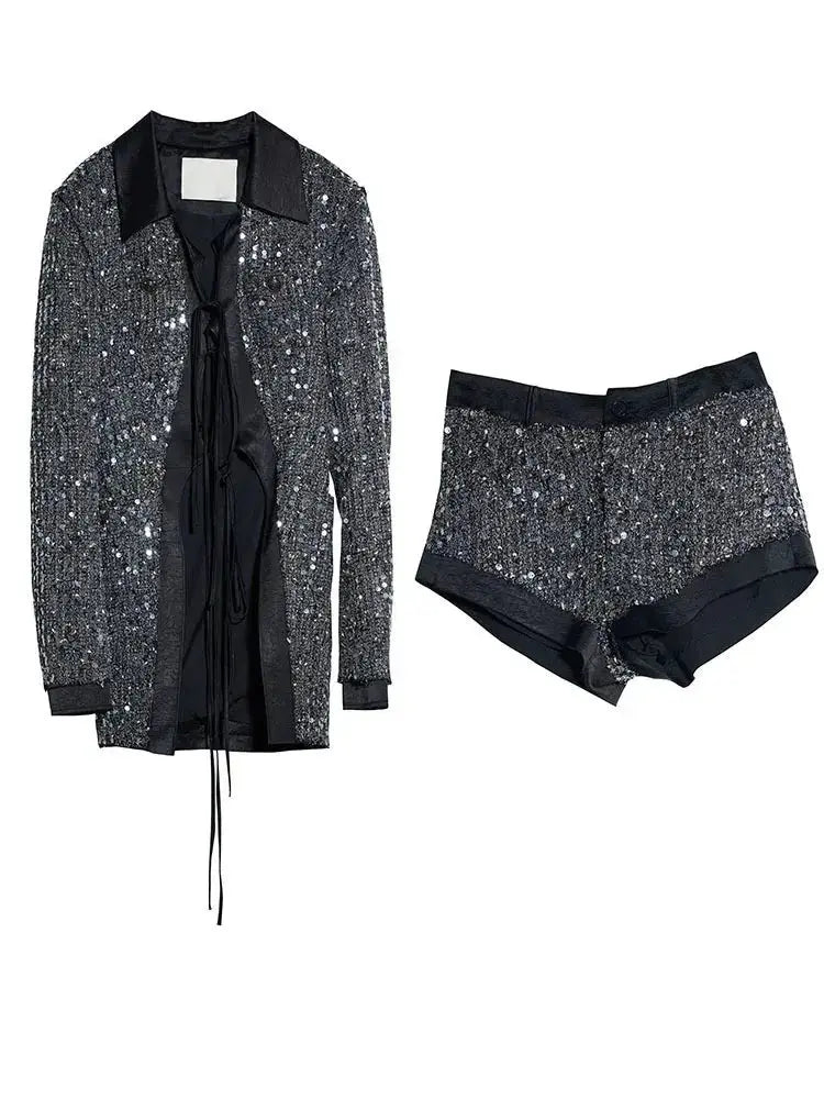 Leena Sequins Two Piece Suit Blue Moon Fashion House