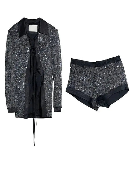 Leena Sequins Two Piece Suit Blue Moon Fashion House