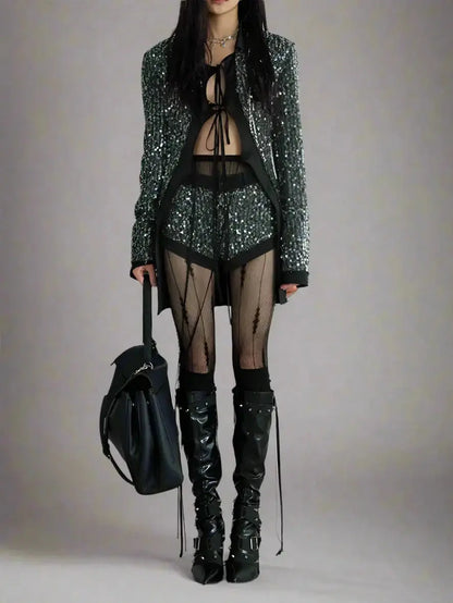 Leena Sequins Two Piece Suit Blue Moon Fashion House