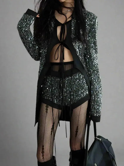 Leena Sequins Two Piece Suit Blue Moon Fashion House