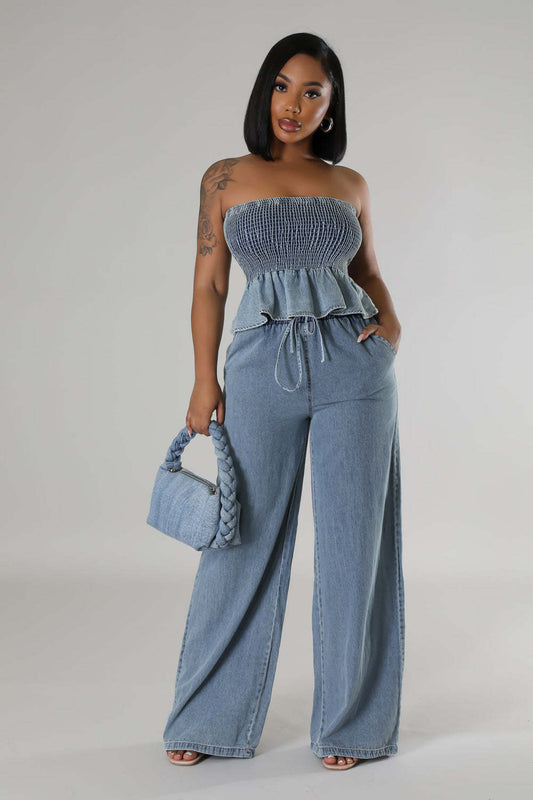 Denim  Adnoc Two Pieces  Set