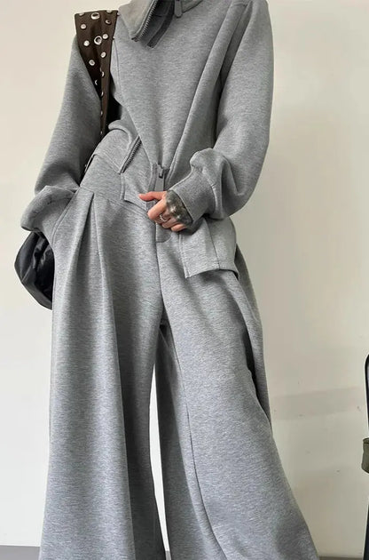 Gray Two Pieces  Mono Set