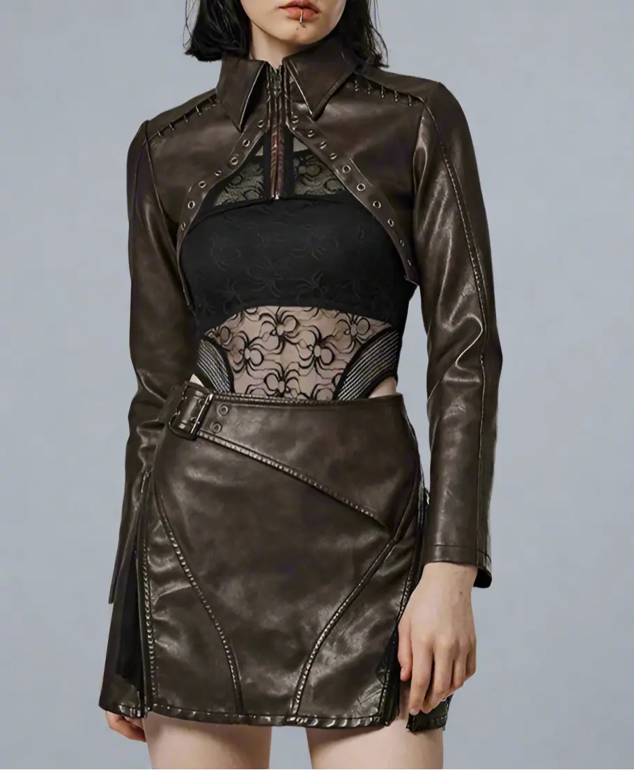 Women's  Leather Short Jacket Blue Moon Fashion House