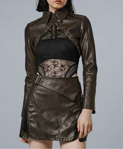Women's  Leather Short Jacket Blue Moon Fashion House