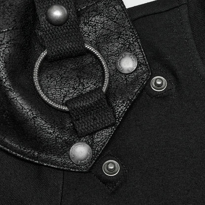 Men's  Distinctive Cracked Leather Knit T-shirt