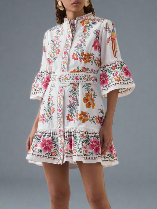 Blue Moon Fashion Ukrainian  Print  Mini Dresses