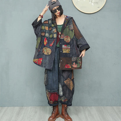 Blue  Moon Fashion   Hooded Jacket + High Waist Wide Leg Pants Two-piece Set