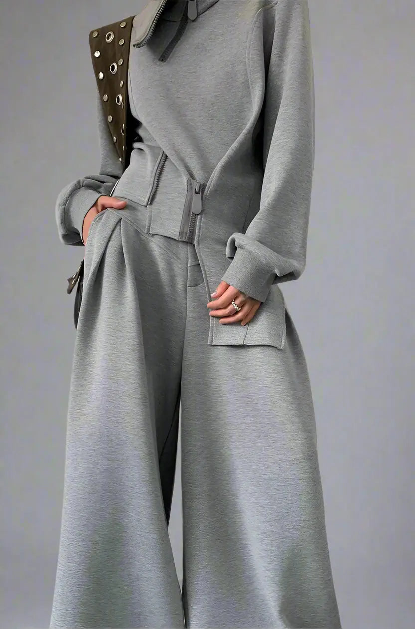 Gray Two Pieces  Mono Set