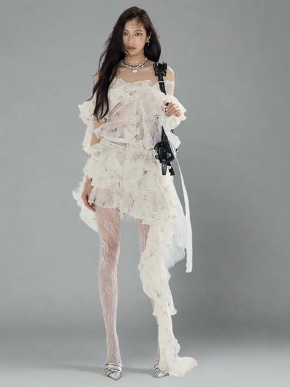 AX Beige Printed Skirt