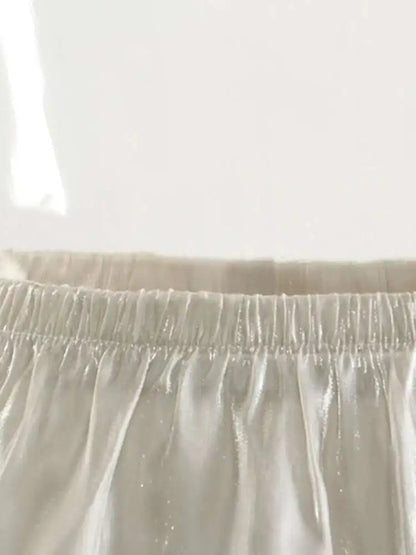 Irat Champagne Glossy Ruffles  Skirt