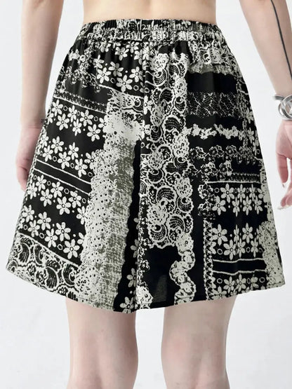 Black Organza T-shirt Print Shorts Two Piece Suit Blue Moon Fashion House