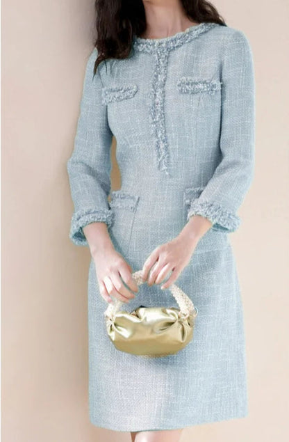 Blue Tweed Dress