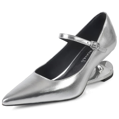 Blue Moon Elegant Pointed-Toe Genuine Leather Pumps