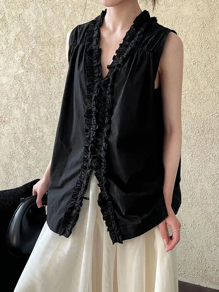 Ruffles Both Side Wear Tank Tops Blue Moon Fashion House