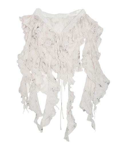 AX Beige  Ruffles Thin Blouse