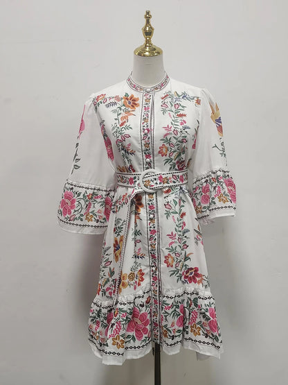 Blue Moon Fashion Ukrainian  Print  Mini Dresses