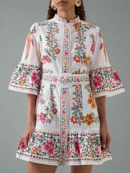 Blue Moon Fashion Ukrainian  Print  Mini Dresses