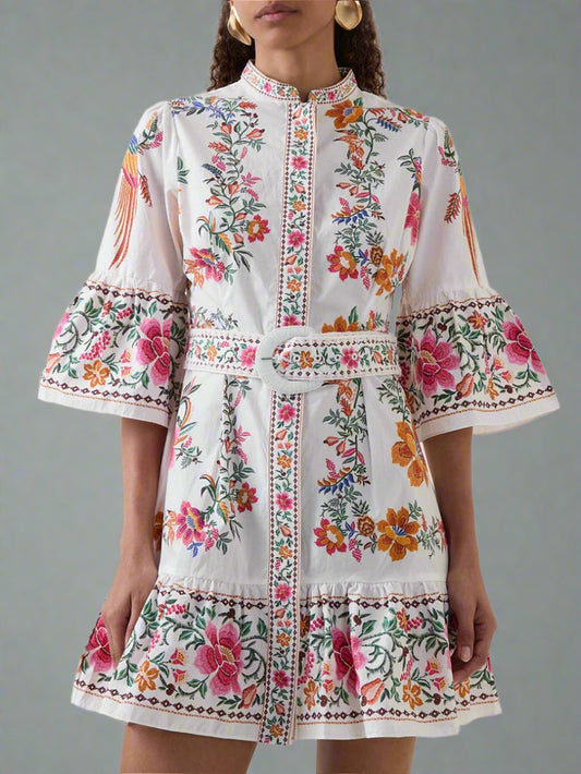 Blue Moon Fashion Ukrainian  Print  Mini Dresses