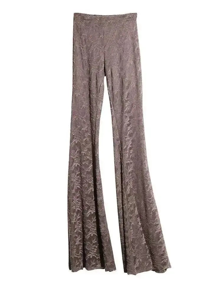Lace Top-Wide Leg Pants Two Piece Suit
