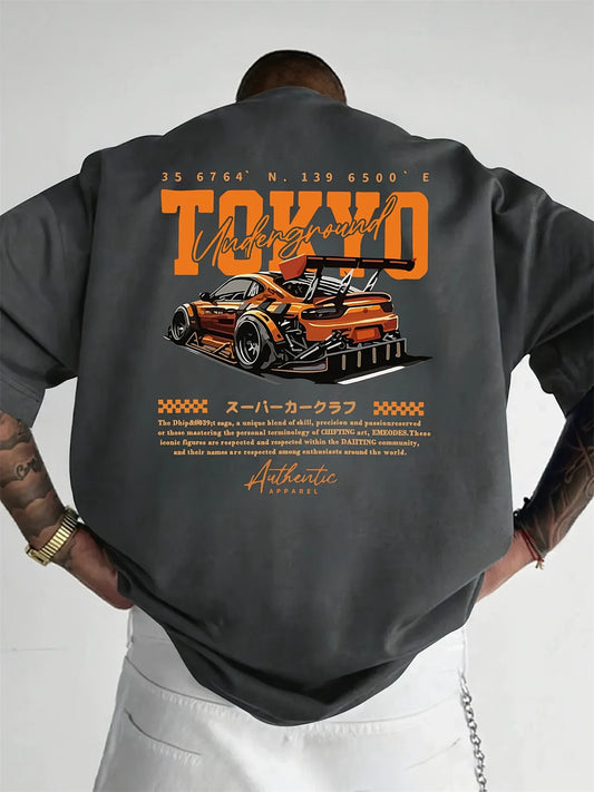 Men's  100% Cotton Fashionable  Large Size Japanese Tokyo T-shirt