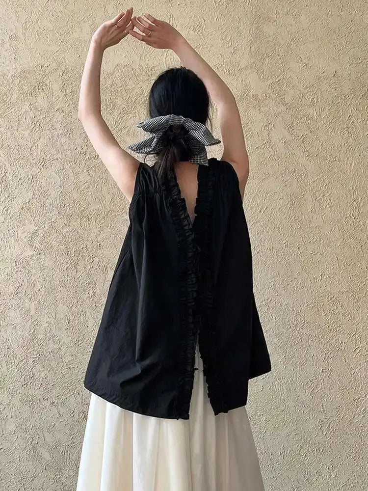 Ruffles Both Side Wear Tank Tops Blue Moon Fashion House