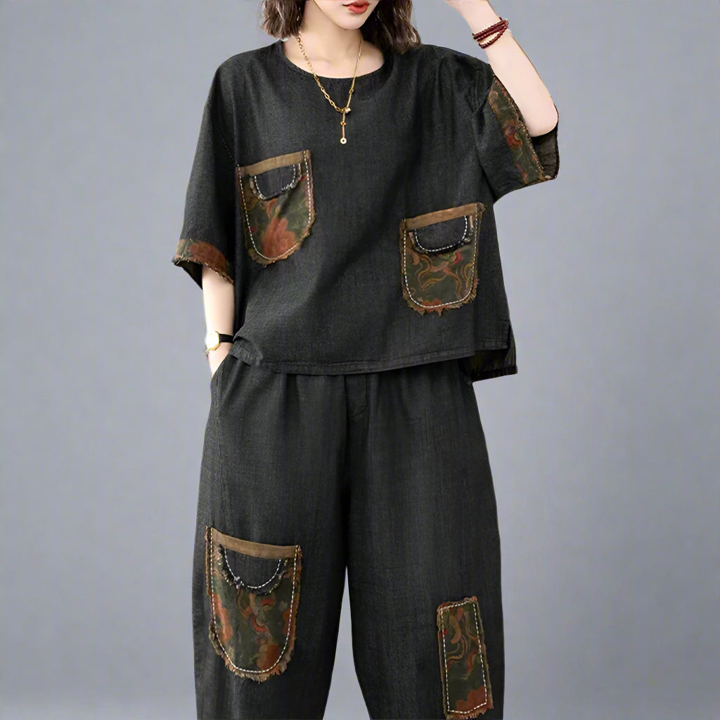 Blue Moon Fashion Women Printed Denim 2 Pieces Sets A12