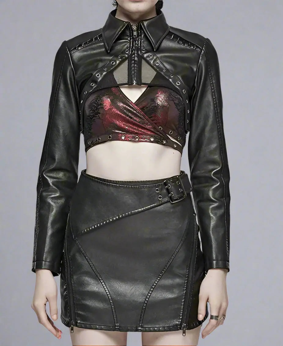Women's  Leather Short Jacket Blue Moon Fashion House