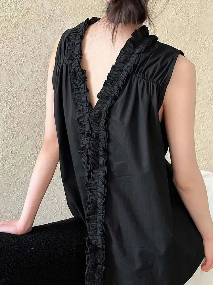 Ruffles Both Side Wear Tank Tops Blue Moon Fashion House