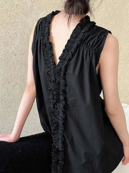 Ruffles Both Side Wear Tank Tops Blue Moon Fashion House