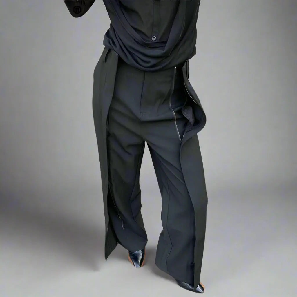 Double Zipper Patchwork Pants