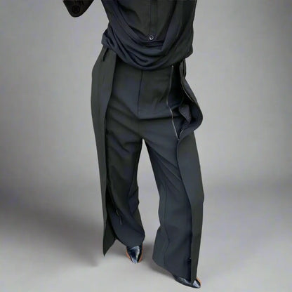 Double Zipper Patchwork Pants